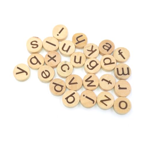 UPKOCH Holzbuchstaben-Aufkleber 78 Stück Runde Fliesen Alphabet- Für Bastelarbeiten von UPKOCH