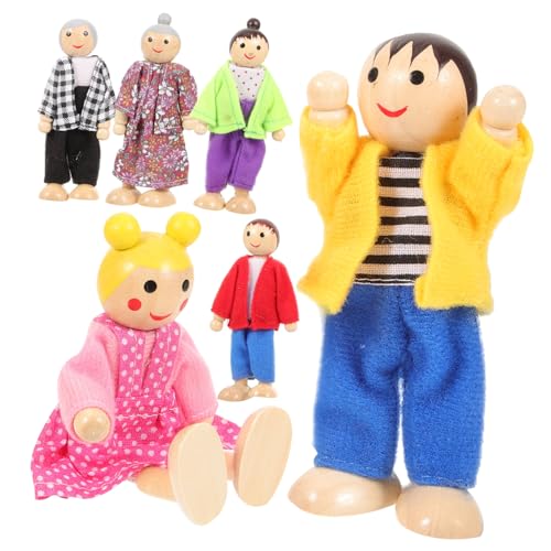 UPKOCH Holzfiguren Familie Beweglich Puppenhaus Spielfiguren Kinderzimmer Dekoration Lernspielzeug für Erwachsene Interaktive Rollenspiel Figuren von UPKOCH