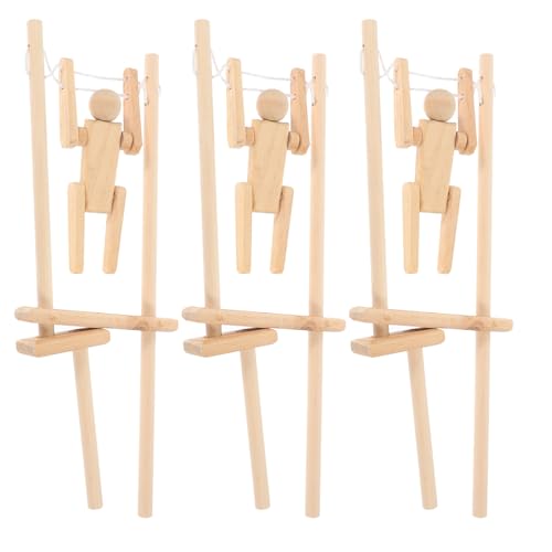 UPKOCH Holzpflockpuppen 3 Stück Unvollendete Holzfiguren Menschen Puppe Roboter Unvollendete Körper Figuren Verstellbare Pflockpuppen Für DIY Malerei Kunsthandwerk Steckspiel von UPKOCH