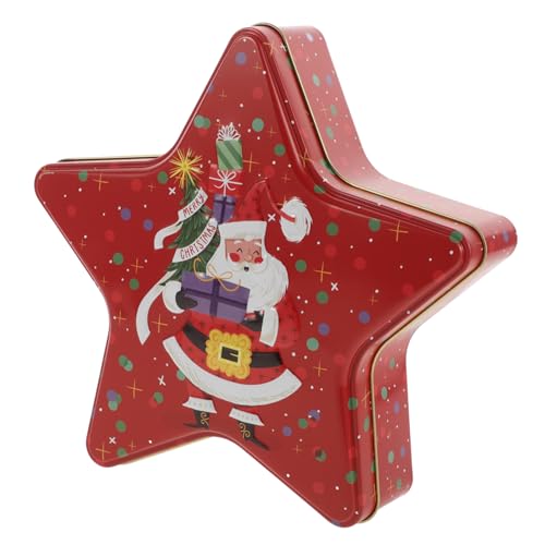 UPKOCH Kasten Weihnachtsgeschenkbox Sternförmige Leckerliboxen Weihnachtskekse Keksdose Weißblech Rot von UPKOCH