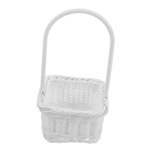 UPKOCH Kleiner Blumenkorb Rustikaler Korb Für Blumenmädchen Minikorb Mit Griff Hochzeitsblumenmädchenkorb Mini -picknickkorb Blumenkorb Zur Hochzeit Mini-blumenkorb Weiß Eisen von UPKOCH