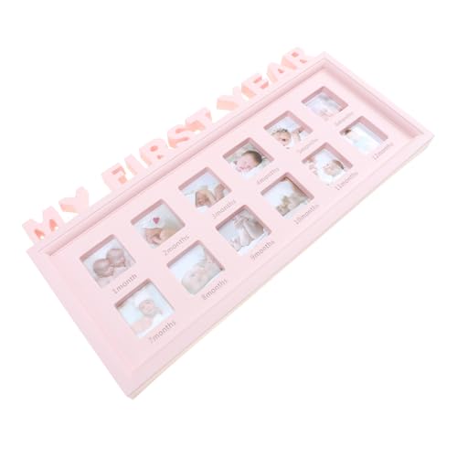 UPKOCH Milestone Bilderrahmen für Erstes Jahr Monate Babyfoto Rahmen Aufhängen und Aufstellen Perfektes Babygeschenk für Jungen zur Babyparty und Ersten Geburtstag von UPKOCH