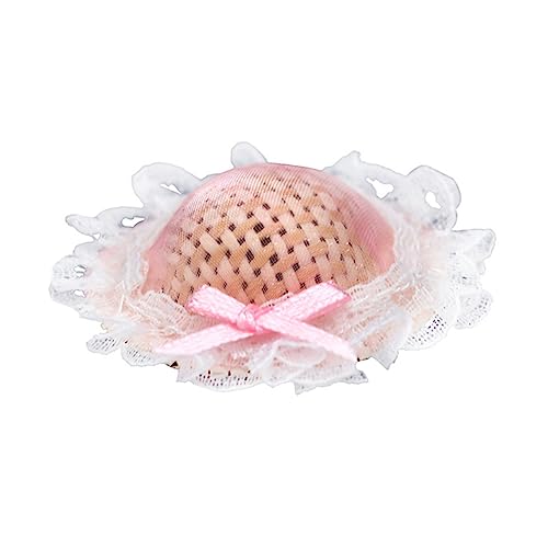 UPKOCH Minihut Strohhut Puppenstrohhüte Puppenhüte Mini-hüte Miniaturhut Kleine Strohhüte Minihüte Zum Basteln Kleine Hüte Mini-Hut- Gras Rosa von UPKOCH