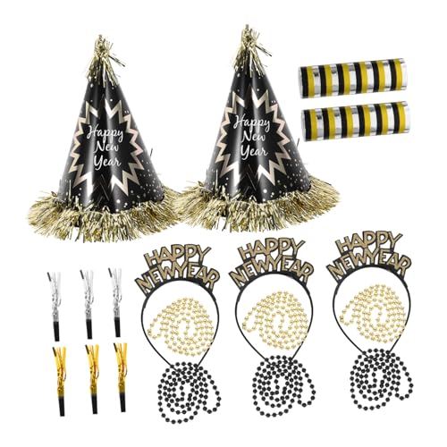 UPKOCH Neujahrs Partyset mit Schwarzen und Goldfarbenen Kegelhüten Perlenketten Haarreifen und Tröten Sicheres Material Vielseitige Dekoration und Stilvolle Accessoires für Silvesterfeier UPKOCH Neujahrs Partyset mit Schwarzen und Goldfarbenen Kegelhüten Perlenketten Haarreifen und Tröten Sicheres Material Vielseitige Dekoration und Stilvolle Accessoires für Silvesterfeier von UPKOCH