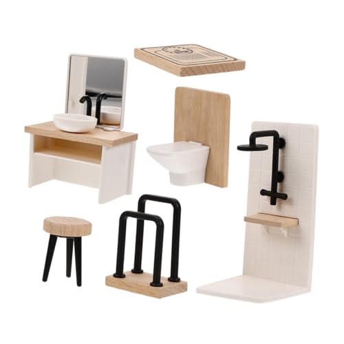 UPKOCH Realistisches Badezimmer-Set Für Puppenhäuser Aus Holz Miniatur-puppenhaus- Waschbecken Dusche Badewanne Kommode Für Kinder UPKOCH Realistisches Badezimmer-Set Für Puppenhäuser Aus Holz Miniatur-puppenhaus- Waschbecken Dusche Badewanne Kommode Für Kinder von UPKOCH