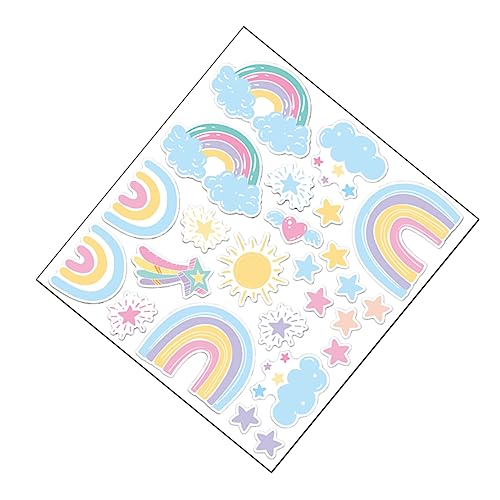 UPKOCH Regenbogen Wandtattoo Selbstklebend Teilig Farbenfrohe Wandsticker für Kinderzimmer Babyzimmer und Spielzimmer Einfache Anbringung Kleber Dekorative Wanddeko mit Sternen und Wolken von UPKOCH