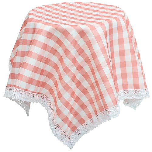 UPKOCH Rosa-Weiß Karierte Tischdecke 60 cm Kleine Quadratische Tischdecken Polyester-Küchen-Esstischhussen Für Quadratische Oder Runde Tische von UPKOCH