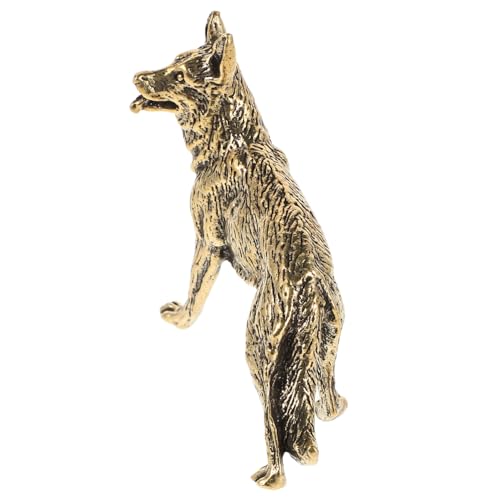 UPKOCH Wolf-Hund-Ornamente Miniaturhundfiguren Hunde-Desktop-Ornamente Hunde-Gedenkschmuck Hundestatuen Hündchen Figur Messing von UPKOCH