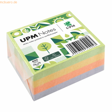 UPM Notes Haftnotiz 5654-75PG Spring 75x75mm 400 Blatt farbig von UPM