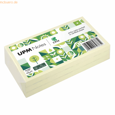 UPM Notes Haftnotiz 5655-01PG-3 125x75mm 100 Blatt gelb 3 Stück von UPM