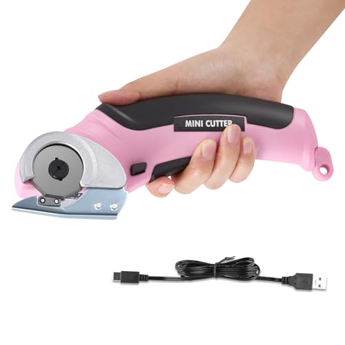 Elektrische Schere, Kartonschneider Schnurlose, 4V Elektrische Schneidemaschine Kabellose Elektrische Elektrischer Kistenschneider für Papier, Pappe, Teppich, Leder, Filz(rosa) von UPROZIL