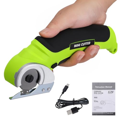 Kartonschneider Elektrisch,Elektrische Schere,Akkuschere Tragbar Rollschneider für Stoff,Leder,Papier,Pappe,Teppich, Filz und Kunststoff,Karton Schneider mit 240 U/min & Sicherheitsverriegelung von UPROZIL