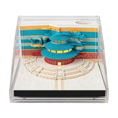 2026 3D-Kalender, Zeitmess-Kalender 2026 mit Lichtern, abreißbarer 3D-Papier-Kunst-Notizblock, kreativ, handgemacht, Miniatur-Papierskulptur, Schreibtisch-Dekoration, Geschenk, Weihnachtsgeschenk von UQSENEUX