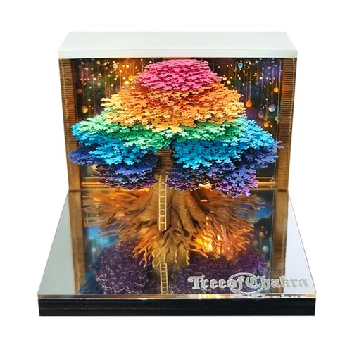 3D-Kalender 2026, Zeitstück-Kalender 2026, abreißbarer 3D-Papier-Kunst-Notizblock mit Lichtern, 3D-Miniatur-Baumhaus-Papierskulptur, Ornamente, kreative DIY-Desktop-Dekoration von UQSENEUX