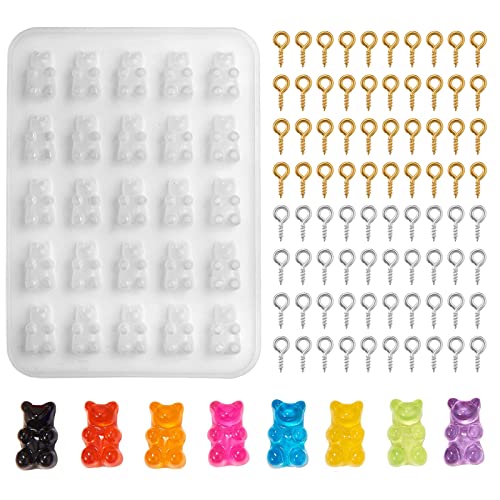 UR URLIFEHALL 1 x Gummibärchen-Charms-Harz-Silikonform mit 200 Stück Schraubösen für selbstgemachte Schokolade, Süßigkeiten, Dekoration, Schmuckherstellung UR URLIFEHALL 1 x Gummibärchen-Charms-Harz-Silikonform mit 200 Stück Schraubösen für selbstgemachte Schokolade, Süßigkeiten, Dekoration, Schmuckherstellung von UR URLIFEHALL