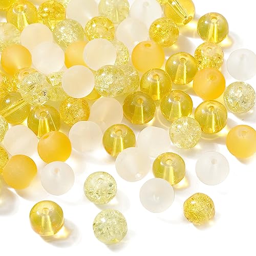 UR URLIFEHALL 100 Stück 8 mm Glasperlen Gelb Serie Glasperlen Runde Lose Perlen für DIY Schmuckherstellung Kunst Telefon Home Decor von UR URLIFEHALL