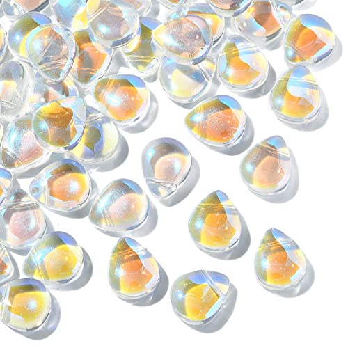 UR URLIFEHALL 100 Stück durchsichtige AB-Glasperlen in Tropfenform mit Glitzerpulver, charmante Perlen für Schmuck DIY Handwerk Herstellung von UR URLIFEHALL