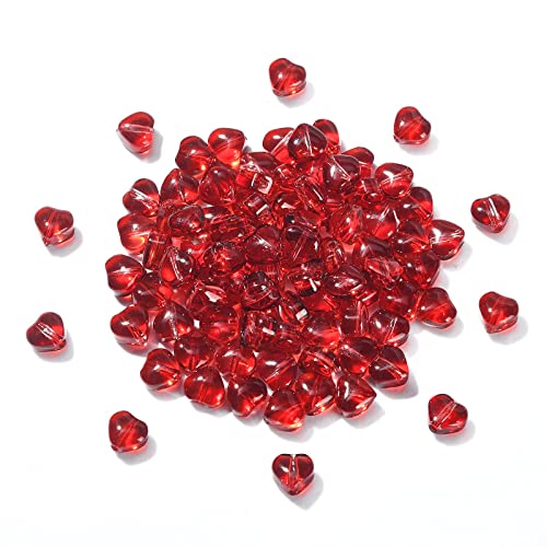 UR URLIFEHALL 100 Stück handgefertigte Lampwork-Glasherz-Perlen rote Liebesherz-Glasperlen für DIY-Schmuckherstellung, Basteln, Dekoration von UR URLIFEHALL