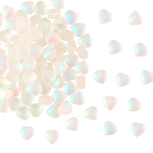 UR URLIFEHALL 100 Stück transparente sprühlackierte Glasperlen AB-farbig überzogene mattierte Herzperlen für DIY Halsketten Armbänder Schmuckherstellung von UR URLIFEHALL