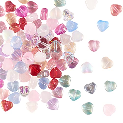 UR URLIFEHALL 100 Stück transparente sprühlackierte Glasperlen gemischter Stil Herz Abstandshalter Perlen für Schmuckherstellung DIY Handwerk Zubehör von UR URLIFEHALL
