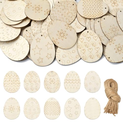 UR URLIFEHALL 100 Stück unlackierte Holzausschnitte in Ostereier-Form, blanko, Holzscheiben mit Loch zum Bemalen, Basteln, Tür, Wand, Zuhause, Party, dekorativ UR URLIFEHALL 100 Stück unlackierte Holzausschnitte in Ostereier-Form, blanko, Holzscheiben mit Loch zum Bemalen, Basteln, Tür, Wand, Zuhause, Party, dekorativ von UR URLIFEHALL