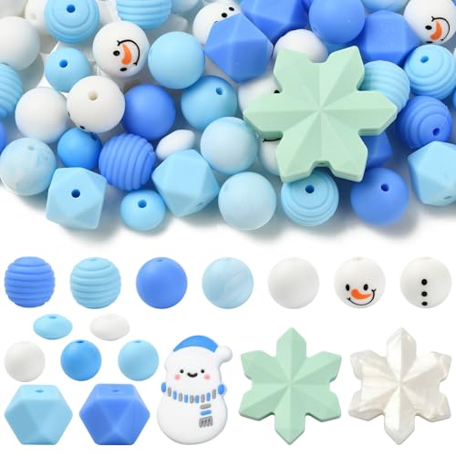 UR URLIFEHALL 100 Stück zufällige Winter-Silikonperlen, niedliche Schneeflocke, Schneemann, runde Gummiperlen für Bastelarbeiten, Perlen, Stifte, Handybänder, Schmuckherstellung UR URLIFEHALL 100 Stück zufällige Winter-Silikonperlen, niedliche Schneeflocke, Schneemann, runde Gummiperlen für Bastelarbeiten, Perlen, Stifte, Handybänder, Schmuckherstellung von UR URLIFEHALL