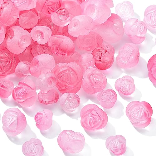 UR URLIFEHALL 100 g transparente mattierte Blumenperlen aus Kunststoff in Rosenform lose Perlen für DIY Schmuckherstellung Handwerk Geschenke Dekor von UR URLIFEHALL