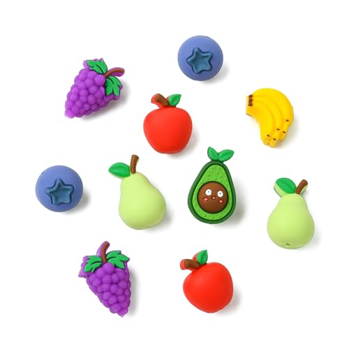 UR URLIFEHALL 12 Stück 6 Stile 3D Obst Silikon Focal Perlen Niedliche Apfel Banane Traube Lose Perlen für DIY Armband Halskette Perlen Stifte Lanyard Making UR URLIFEHALL 12 Stück 6 Stile 3D Obst Silikon Focal Perlen Niedliche Apfel Banane Traube Lose Perlen für DIY Armband Halskette Perlen Stifte Lanyard Making von UR URLIFEHALL