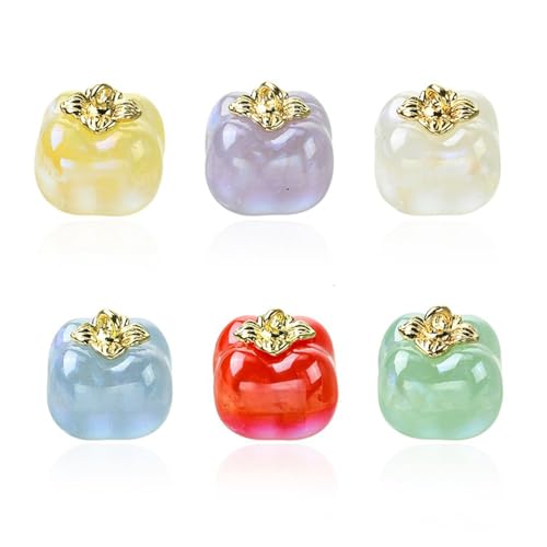 UR URLIFEHALL 18 Stück 6 Farben Acryl Obst Perlen 3D schillernde Persimmon geformte Perlen für DIY Handwerk Armbänder Halsketten Schmuckherstellung von UR URLIFEHALL