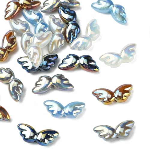 UR URLIFEHALL 20 Stück Acryl Engelsflügel Perlen Bunte Imitation Perle Feenflügel Perlen für DIY Schmuckherstellung Handwerk Armbänder Ohrringe von UR URLIFEHALL