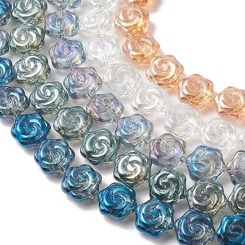 UR URLIFEHALL 200 Stück galvanisierte Glasperlen Stränge Blume Glas Lose Perlen Abstandshalter für DIY Schmuck Armband Halskette von UR URLIFEHALL