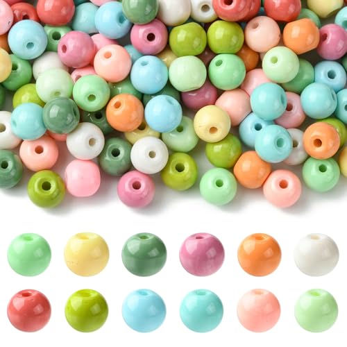 UR URLIFEHALL 200 Stück undurchsichtige Glasperlen, 8 mm, runde Perlen, bunte Abstandshalter, lose Perlen für Armbänder, Halsketten, Schmuckherstellung, Handwerk, Schlüsselanhänger UR URLIFEHALL 200 Stück undurchsichtige Glasperlen, 8 mm, runde Perlen, bunte Abstandshalter, lose Perlen für Armbänder, Halsketten, Schmuckherstellung, Handwerk, Schlüsselanhänger von UR URLIFEHALL