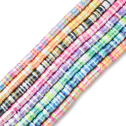 UR URLIFEHALL 2760 Stück 8 Stile flache runde Polymer-Ton-Perlen, Stränge, Perlglanz, 6 mm, Heishi-Ton-Scheibenperlen für Schmuckherstellung, Handwerk UR URLIFEHALL 2760 Stück 8 Stile flache runde Polymer-Ton-Perlen, Stränge, Perlglanz, 6 mm, Heishi-Ton-Scheibenperlen für Schmuckherstellung, Handwerk von UR URLIFEHALL