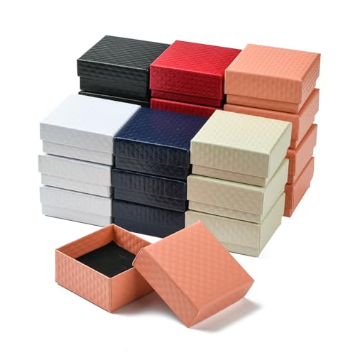 UR URLIFEHALL 30 Stück 6 Stile Karton Schmuck-Geschenkboxen bunte Schmuckschatullen mit Schwamm innen für Ohrringe, Halsketten, handgefertigte Armreifen, Armbänder von UR URLIFEHALL