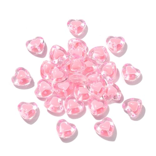 UR URLIFEHALL 30 Stück Herz Glasperlen mit Emaille Rosa Herz Perle in Perlenform Spacer Perlen für DIY Haarband Handwerk Schmuck Herstellung von UR URLIFEHALL