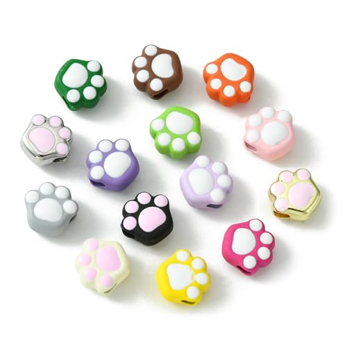 UR URLIFEHALL 30 Stück bunte Emaille-Pfotenabdruck-Perlen, niedliche Hunde-/Katzen-Tierpfotenabdruck-Perlen für Schmuckherstellung, DIY-Armbänder, Halsketten UR URLIFEHALL 30 Stück bunte Emaille-Pfotenabdruck-Perlen, niedliche Hunde-/Katzen-Tierpfotenabdruck-Perlen für Schmuckherstellung, DIY-Armbänder, Halsketten von UR URLIFEHALL
