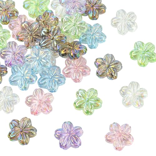 UR URLIFEHALL 30 Stück bunte Harz-Kirschblüten-Perlen in Blumenform, Abstandshalter für DIY-Armband, Halskette, Schlüsselanhänger, Schmuckherstellung UR URLIFEHALL 30 Stück bunte Harz-Kirschblüten-Perlen in Blumenform, Abstandshalter für DIY-Armband, Halskette, Schlüsselanhänger, Schmuckherstellung von UR URLIFEHALL
