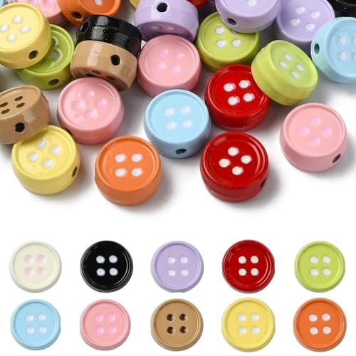 UR URLIFEHALL 40 Stück 10 Farben Emaille Runde Knopfperlen Mini Nähthema Abstandshalter Perlen für DIY Armband Halskette Ohrringe Schmuckherstellung von UR URLIFEHALL