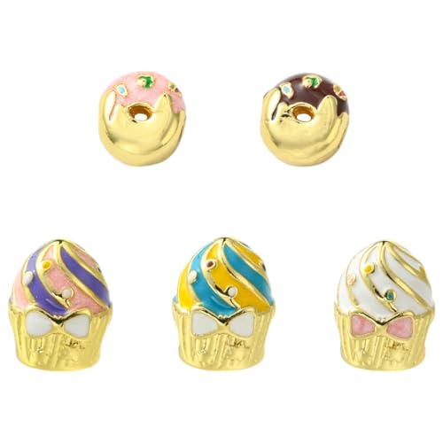 UR URLIFEHALL 5 Stück 5 Stile Messing Donut Kuchen Perlen Echt 18 Karat vergoldet Süßes Dessert Nachahmung Lebensmittel Perlen für Armband DIY Handwerk Schmuckherstellung UR URLIFEHALL 5 Stück 5 Stile Messing Donut Kuchen Perlen Echt 18 Karat vergoldet Süßes Dessert Nachahmung Lebensmittel Perlen für Armband DIY Handwerk Schmuckherstellung von UR URLIFEHALL