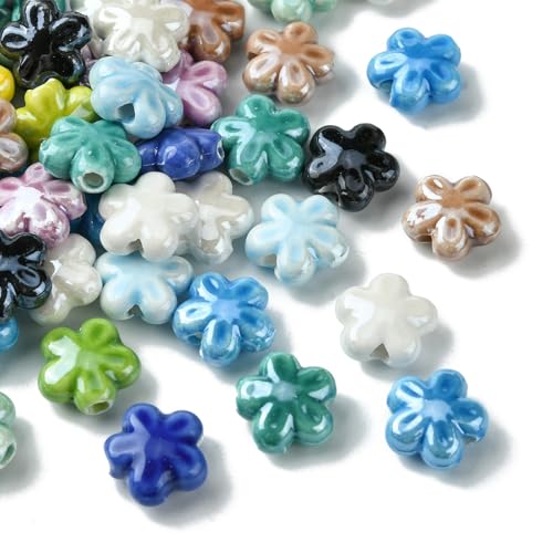 UR URLIFEHALL 50 Stück handgefertigte Porzellan-Blumenperlen, Perlglanz-Blumenperlen, Keramik-Abstandshalter, Perlen für Schmuck, DIY, Basteln, Schlüsselanhänger, Armbänder UR URLIFEHALL 50 Stück handgefertigte Porzellan-Blumenperlen, Perlglanz-Blumenperlen, Keramik-Abstandshalter, Perlen für Schmuck, DIY, Basteln, Schlüsselanhänger, Armbänder von UR URLIFEHALL