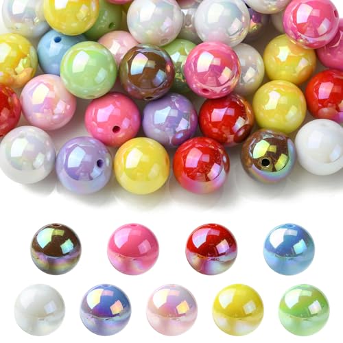 UR URLIFEHALL 50 Stück schillernde Acrylperlen, runde Kaugummi-Perlen, AB-Farbe, Kaugummi-Perlen, lose Perlen für Schmuckherstellung, DIY, Handwerk, Bagchains UR URLIFEHALL 50 Stück schillernde Acrylperlen, runde Kaugummi-Perlen, AB-Farbe, Kaugummi-Perlen, lose Perlen für Schmuckherstellung, DIY, Handwerk, Bagchains von UR URLIFEHALL