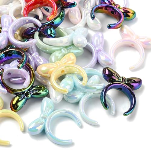 UR URLIFEHALL 50 Stück zufällige Mini-Acryl-Stirnbänder mit Schleife, Perlen, bunte Fliege, Perlen für Armband, Halskette, Schmuckherstellung, Handwerk UR URLIFEHALL 50 Stück zufällige Mini-Acryl-Stirnbänder mit Schleife, Perlen, bunte Fliege, Perlen für Armband, Halskette, Schmuckherstellung, Handwerk von UR URLIFEHALL