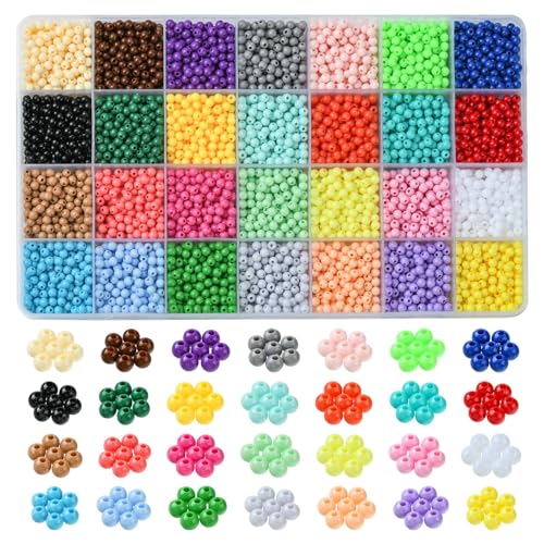 UR URLIFEHALL 5600 Stück 28 Farben 4 mm undurchsichtige Acrylperlen runde Pony-Perlen Mini-Abstandshalter Perlen für DIY Schmuckherstellung Handwerk Telefongurt UR URLIFEHALL 5600 Stück 28 Farben 4 mm undurchsichtige Acrylperlen runde Pony-Perlen Mini-Abstandshalter Perlen für DIY Schmuckherstellung Handwerk Telefongurt von UR URLIFEHALL