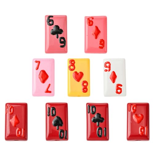 UR URLIFEHALL 9 Stück 9 Farben Pokerkarten Lampwork Emaille Perlen handgefertigt Spielkarte Spaten Herz Club Perlen für Armband Halskette Schmuckherstellung von UR URLIFEHALL
