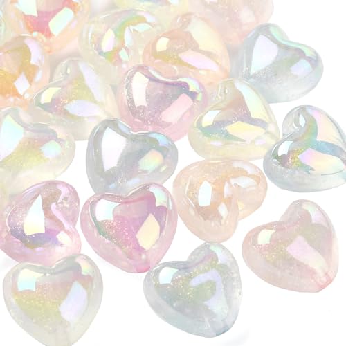 UR URLIFEHALL Acrylperlen in Herzform, leuchtende Herzperlen, Kunststoff, lose Perlen mit Glitzerpulver, für Schmuckherstellung, 30 Stück UR URLIFEHALL Acrylperlen in Herzform, leuchtende Herzperlen, Kunststoff, lose Perlen mit Glitzerpulver, für Schmuckherstellung, 30 Stück von UR URLIFEHALL