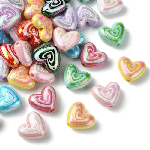 UR URLIFEHALL Bunte Acryl-Herzperlen mit handgezeichnetem Muster, herzförmige Perlen für Schmuck, DIY, Schlüsselanhänger, Basteln, Heimdekoration, 50 Stück UR URLIFEHALL Bunte Acryl-Herzperlen mit handgezeichnetem Muster, herzförmige Perlen für Schmuck, DIY, Schlüsselanhänger, Basteln, Heimdekoration, 50 Stück von UR URLIFEHALL