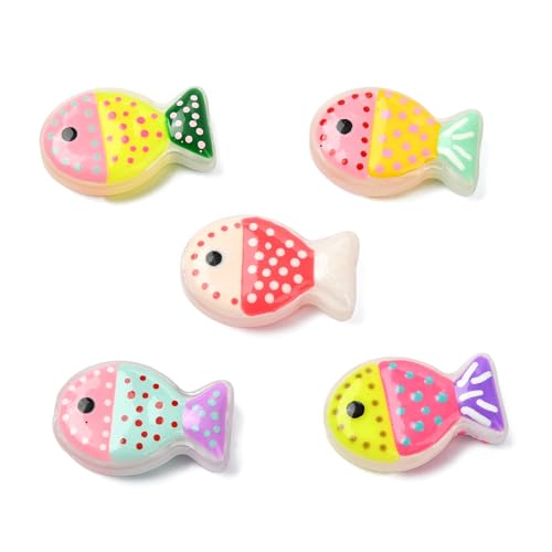 UR URLIFEHALL Glasperlen in 5 Farben, Fisch-Glasperlen, handgefertigt, Meerestierwesen, lose Abstandshalter-Perlen für DIY-Armbänder, Halsketten, Schmuckherstellung, 10 Stück von UR URLIFEHALL