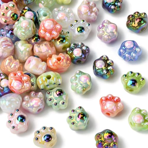 UR URLIFEHALL Katzenpfoten-Perlen aus Acryl, niedliches Kätzchen, Tierdruck, Fußabdruck, Perlen für Schmuckherstellung, Schlüsselanhänger, Handybänder, Basteln, 50 Stück UR URLIFEHALL Katzenpfoten-Perlen aus Acryl, niedliches Kätzchen, Tierdruck, Fußabdruck, Perlen für Schmuckherstellung, Schlüsselanhänger, Handybänder, Basteln, 50 Stück von UR URLIFEHALL