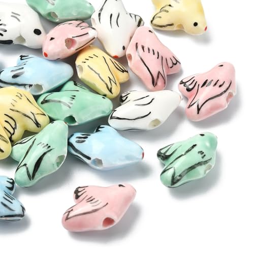 UR URLIFEHALL Mini-Tauben-Porzellanperlen, handgefertigt, Taubenvogel, niedliche Tier-Abstandshalter, Perlen für DIY-Armbänder, Ohrringe, Schmuckherstellung, 20 Stück von UR URLIFEHALL