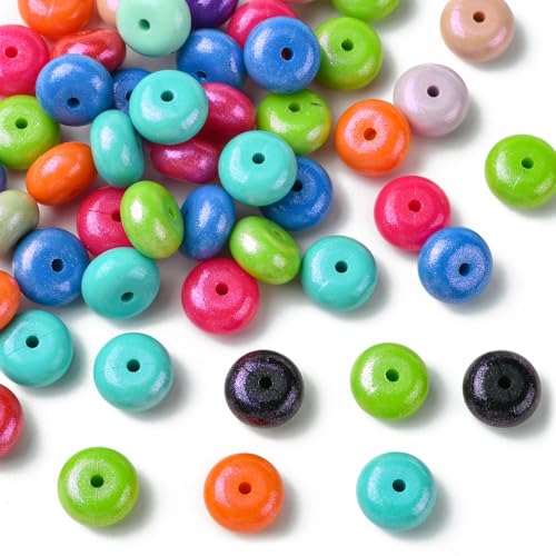 UR URLIFEHALL Silikon-Abakus-Perlen, 14 mm, flache runde Linsen, Silikonperlen für Armband, Schmuckherstellung, DIY, Stifte, Haarband, Basteln, 50 Stück von UR URLIFEHALL